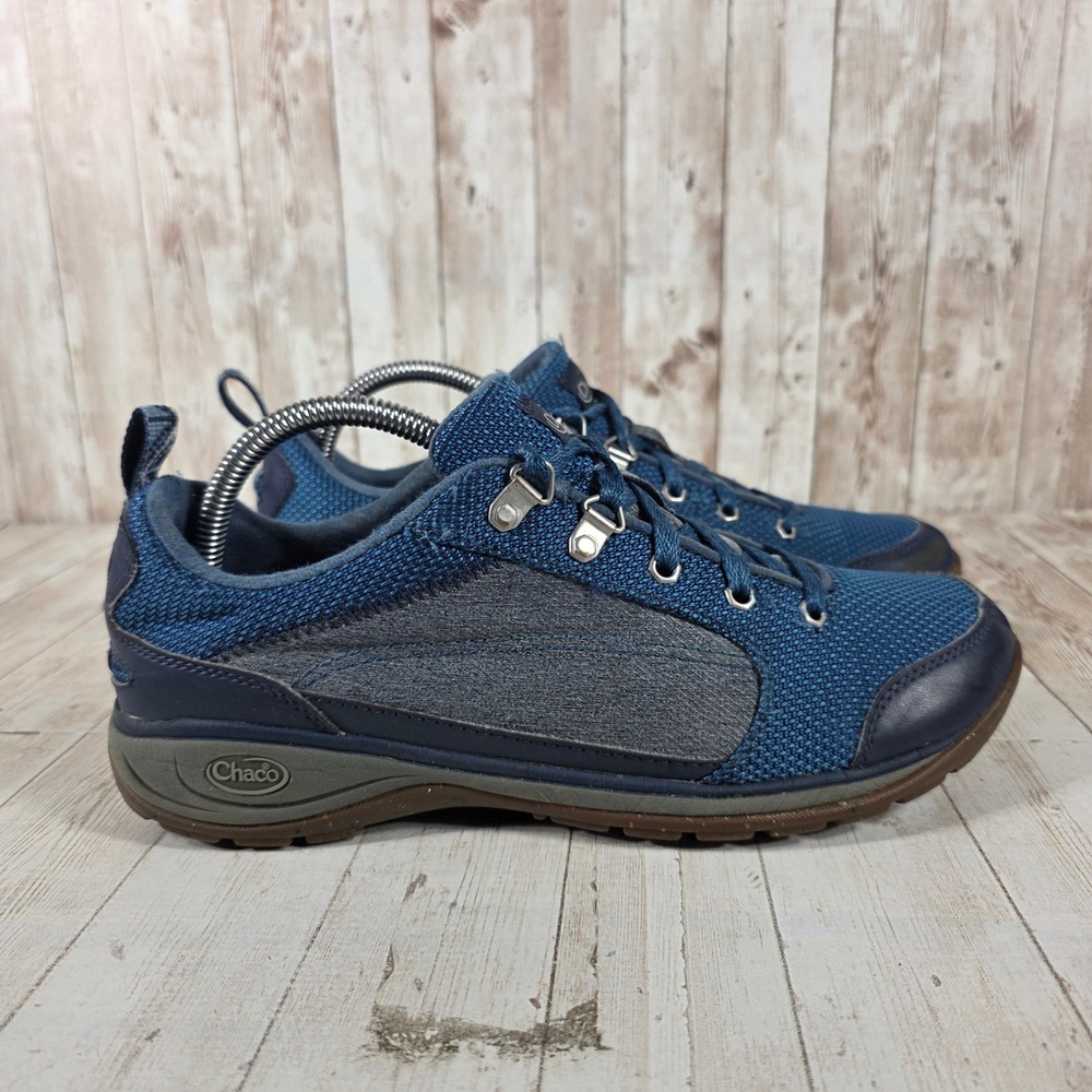 Chaco Womens Blue Mesh Leather Hiking Shoes J105850‎ Low Top Sneakers Size 9.5